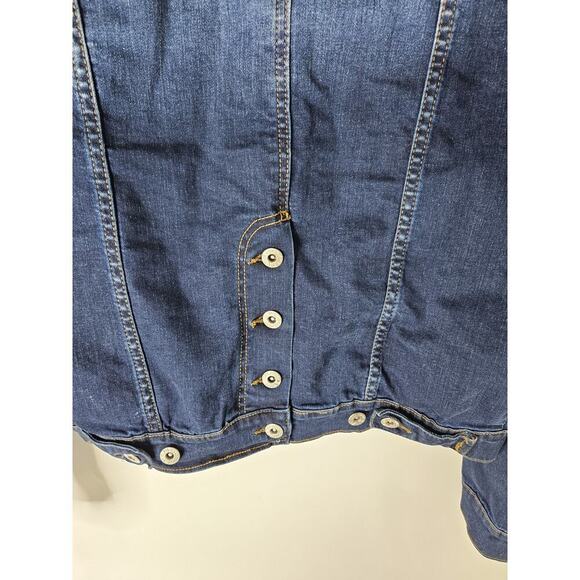 Muse Looks Women Moto Denim Jacket Pockets Size XL Back Button - Picture 3 of 7